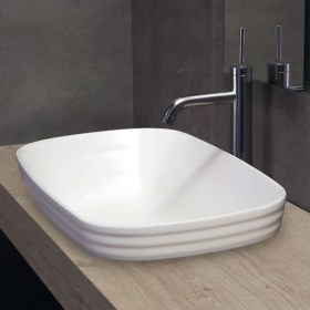 Lavabo semincasso 50x38 Loom predisposto per una rubinetteria da piano o da incasso a muro 